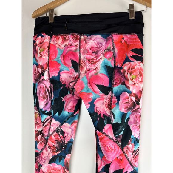 Lululemon Run Inspire Crop Floral Print Capri Pants Secret Garden Pink Size 6 - Picture 4 of 10